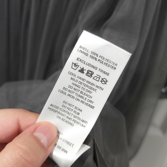 MAYA Embellished Beaded Long Sleeve Surplice Bridesmaid Mini Dress, Tulle Skirt - Picture 14 of 16